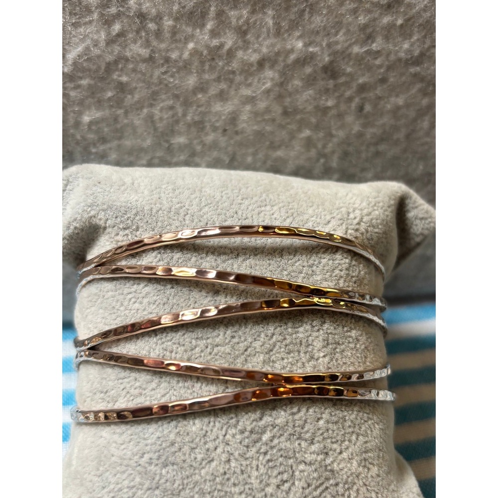#11. Multi-strand Hammered Rose Tone Bracelet